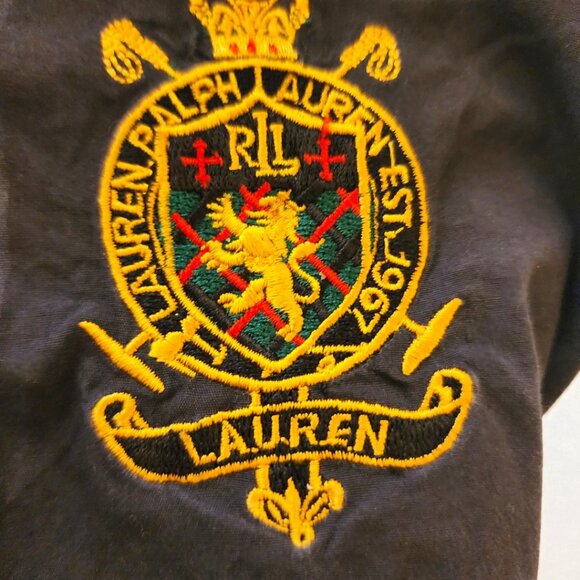 Ralph Lauren Navy Button Down Shirt Small Embroidered Crest Preppy - Picture 3 of 11